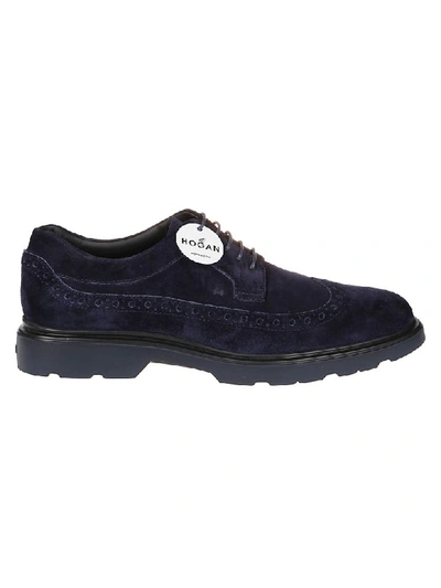 Hogan Route H393 Suede Derby Brogues In Blue