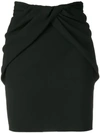 Saint Laurent Draped Crepe Mini Skirt In Black