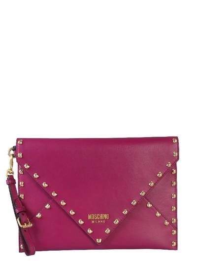 Moschino Clutch With Teddy Studs In Viola