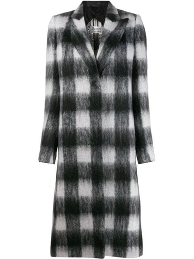 Maison Margiela Checked Textured Long Coat In Multicolor
