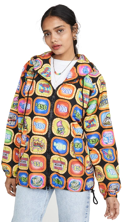 Moschino Graphic Print Hooded Bomber Jacket In Multicoloured