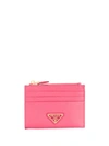 PRADA PRADA ENAMEL LEATHER CARD HOLDER - PINK