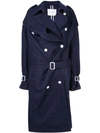 PUSHBUTTON DENIM DOUBLE-BREASTED COAT