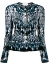 ALEXANDER MCQUEEN ABSTRACT PATTERN KNITTED PEPLUM CARDIGAN