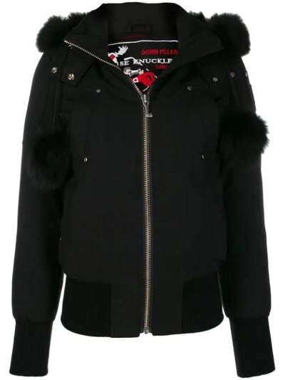 Moose Knuckles Debbie Shearling Trimmed Hooded Bomber Jacket In Multicolor