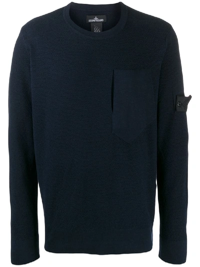 Stone Island Chest Pocket Jumper In Blue