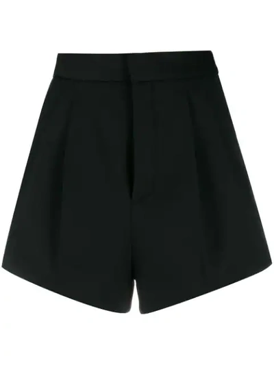 Saint Laurent Pleated Detail Tailored Style Shorts In Nero