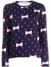 COMME DES GARCONS GIRL POLKA DOT BOW PRINT SWEATER