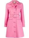 Gucci Belted Wool And Silk-blend Cady Mini Dress In Pink
