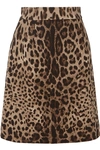 DOLCE & GABBANA LEOPARD-PRINT WOOL-CREPE SKIRT