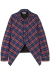 BALENCIAGA SWING OVERSIZED PADDED CHECKED COTTON-FLANNEL SHIRT