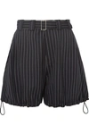 JW ANDERSON STRIPED BELTED WOOL-BLEND SHORTS