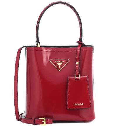 Prada Panier Small Leather Shoulder Bag In Red