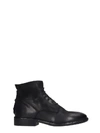 STRATEGIA COMBAT BOOTS IN BLACK LEATHER,11030392