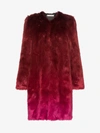 Mary Katrantzou Thalia Ombre Faux Fur Coat In Red