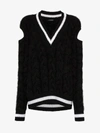 Balmain Cutout Cable-knit Wool-blend Sweater In Black