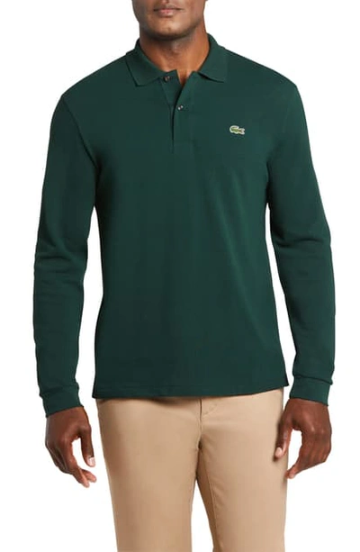 Lacoste Regular Fit Long Sleeve Pique Polo In Sinople