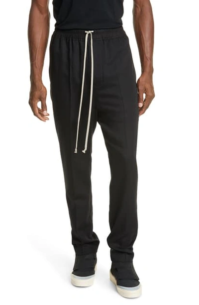 Rick Owens Pantaloni Drawstring Wool Pants In Nero