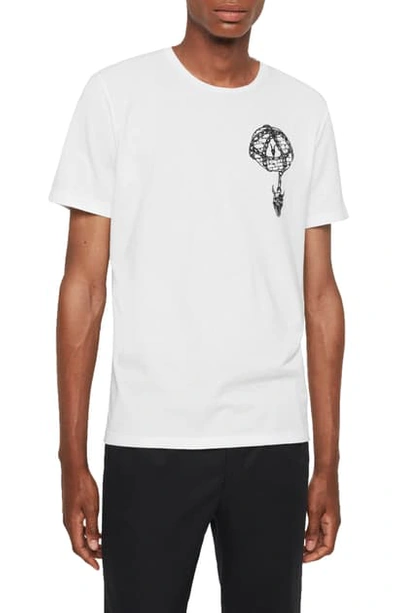 Allsaints Chained Graphic Crewneck T-shirt In Optic White