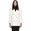 BALMAIN White Wool Double-Breasted Coat