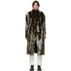 NEIL BARRETT NEIL BARRETT TAN AND WHITE FAUX-FUR OVERSIZED ABSTRACT ECO COAT