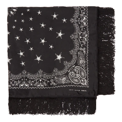 Amiri Paisley Print Fringe Scarf In Black