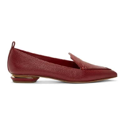 Nicholas Kirkwood Beya Pebbled Leather Point Toe Loafers In Red