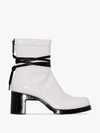 ALYX 1017 ALYX 9SM WHITE BOWIE 70 PATENT LEATHER TIE BOOTS,AAUBO0020LE03WTH000114015004