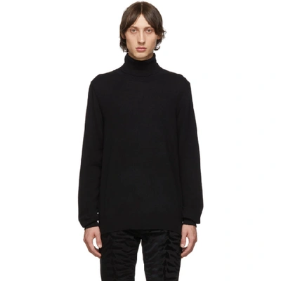Maison Margiela Elbow-patch Roll-neck Cotton-blend Sweater In Black (black)