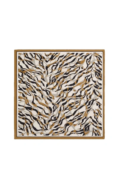 Roberto Cavalli Tiger Twiga Print Silk Foulard In Neutrals