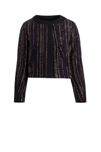 Roberto Cavalli Striped Tweed Jacket In Black