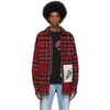 PALM ANGELS PALM ANGELS RED CHECK WOOL ZIPPED OVER SHIRT