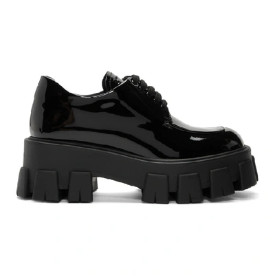 Prada Chunky Patent Lace-up Shoes In Black