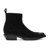 Balenciaga Black Suede Santiag Boots In Black
