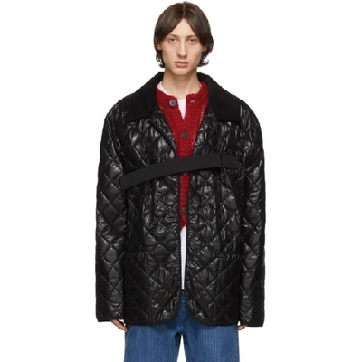 Maison Margiela Glossy Quilted Nylon Puffer Jacket In Black