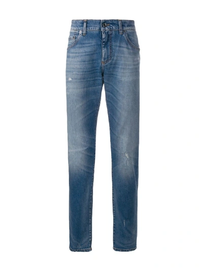 Dolce & Gabbana Distressed Slim Fit Jeans In Blue