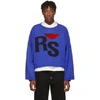 RAF SIMONS RAF SIMONS BLUE WOOL CROPPED OVERSIZED RS SWEATER