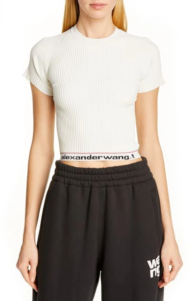 Alexander Wang T Body Stocking Ribbed Sweater Tee In Cream