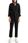 Alex Mill Expedition Belted Stretch Tencel And Cotton-blend Twill Jumpsuit In Black