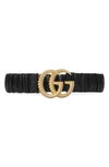 GUCCI DOUBLE-G BUCKLE STRETCH LEATHER BELT,582093B340G