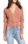 Joa Double Breasted Cardigan In Blush