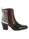 GANNI Western Mixed-Media Leather Ankle Boots