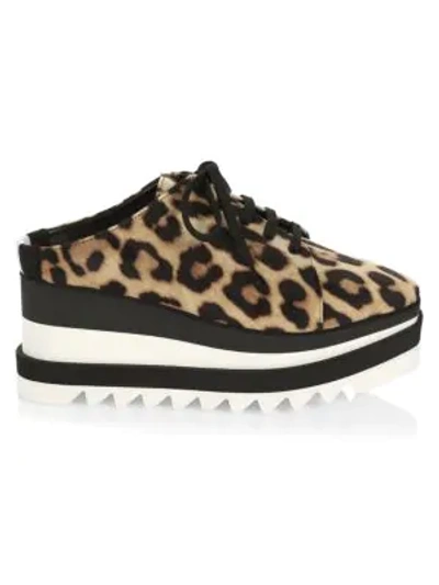 Stella Mccartney Sneak-elyse Leopard-print Platform Wedge Sneaker Mules In Black
