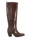 GANNI Western Knee-High Croc-Embossed Leather Boots