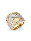 ADRIANA ORSINI Zena Tribal 18K Yellow Goldplated Sterling Silver & Cubic Zirconia Wide Ring