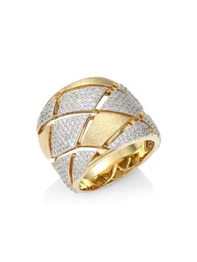 Adriana Orsini Zena Tribal 18k Yellow Goldplated Sterling Silver & Cubic Zirconia Wide Ring