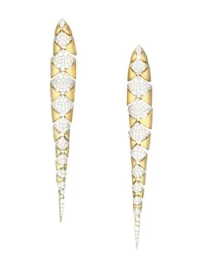 Adriana Orsini Two-tone & Cubic Zirconia Linear Drop Earrings In Gold