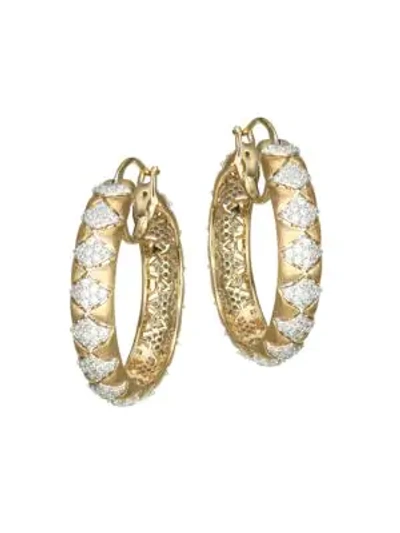 Adriana Orsini Zena Scales 18k Yellow Goldplated Sterling Silver & Cubic Zirconia Hoop Earrings