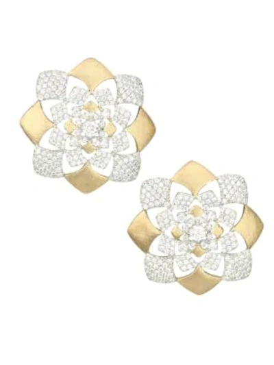 Adriana Orsini Zena 18k Yellow Goldplated Sterling Silver & Cubic Zirconia Floral Button Earrings