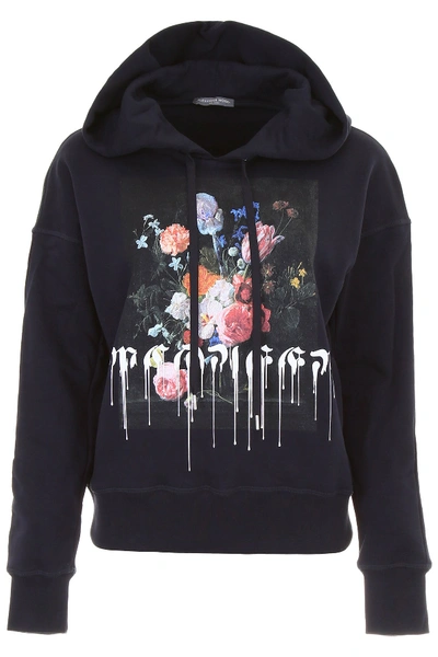 Alexander Mcqueen Printed Hoodie In Red Mix (black)